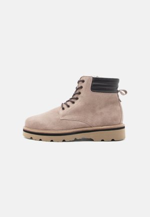 LEATHER - Botine cu șireturi - beige