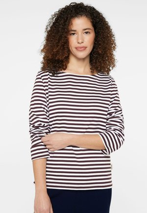 Langarmshirt - deep plum/opticwhite