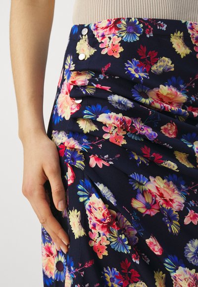 Rabanne JUPE - Átlapolós szoknya - navy/neon