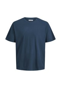 Navyblauwe t-shirt met korte mouwen, gemaakt van gladde katoenen stof. Heeft een ronde halslijn en een losse pasvorm zonder zichtbare patronen of accenten.