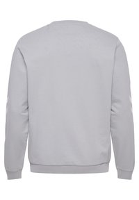 Felpa a maniche lunghe grigia chiara con polsini e orlo a coste, vista da dietro, che presenta sottili strisce a zig-zag bianche sulle maniche.