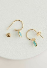 Next CHARM HOOP - Øreringe - sterling silver gold plated green
