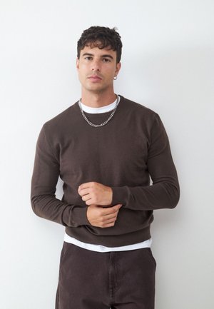 Balmohk, Jersey Round Neck - Striktrøje - seal brown