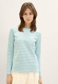 TOM TAILOR DENIM Tops ar garām piedurknēm - white mint stripe