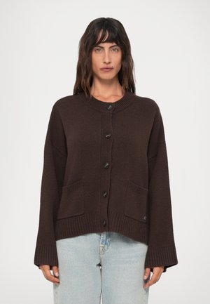 WIDE CARDIGAN - Kardigán - dark brown