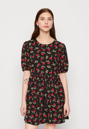 VILA VILYKKE O NECK SHORT DRESS - Vestito casual - black/red