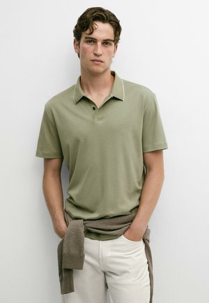 Massimo Dutti, SHORT SLEEVE POLO SHIRT WITH CONTRAST DETAIL - Poloshirt - khaki