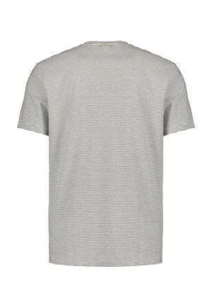 Gestreepte t-shirt in grijs en wit, korte mouwen, ronde hals, van katoen, normale pasvorm, met horizontale lijnen over de stof.