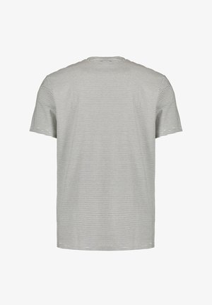 Gestreepte t-shirt in grijs en wit, korte mouwen, ronde hals, van katoen, normale pasvorm, met horizontale lijnen over de stof.