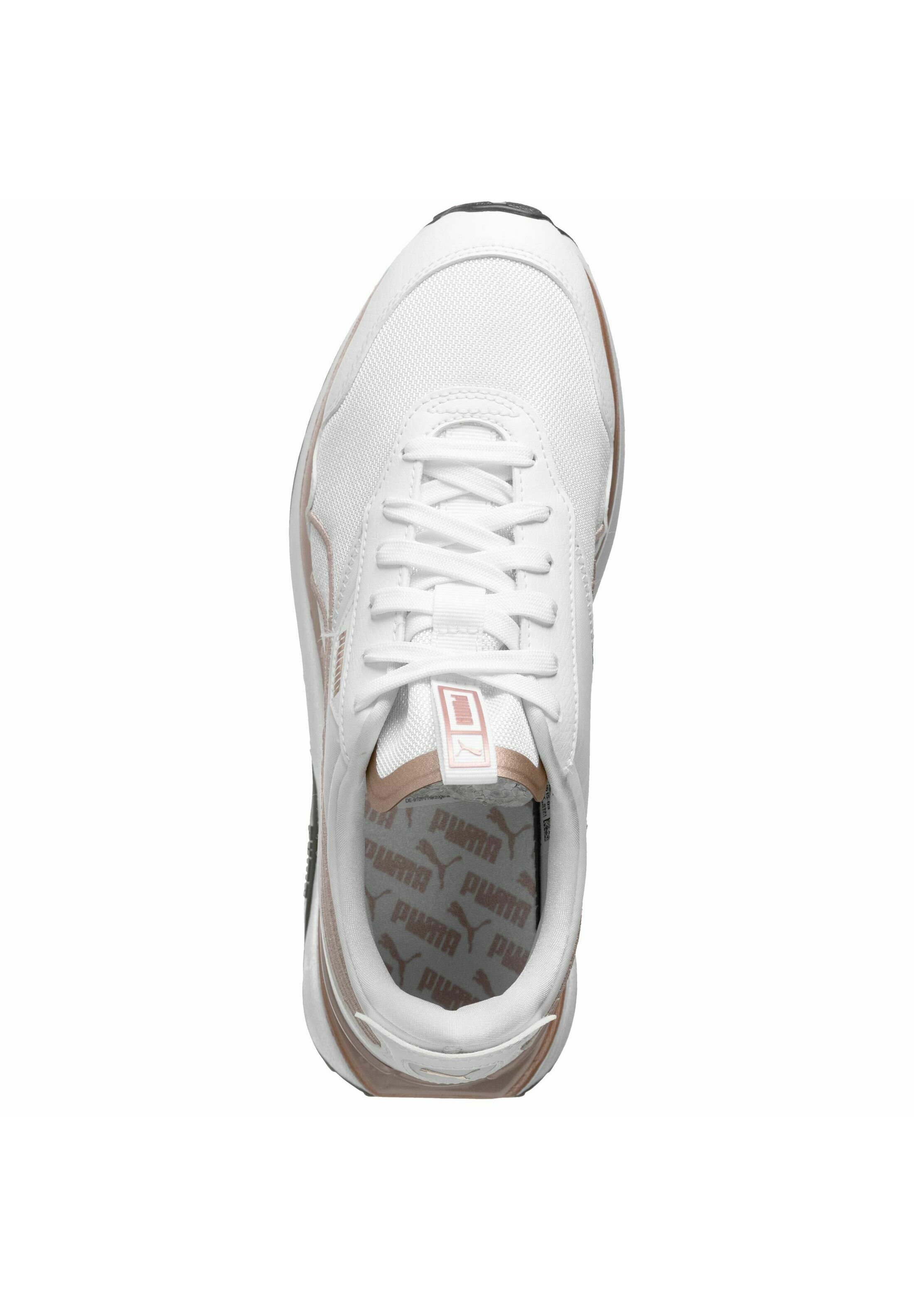 puma cruise rider metal trainers in white and rose gold