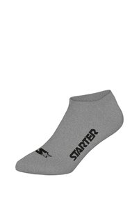 Grau ankle sock aus weichem Stoff, mit einem schwarzen "STARTER"-Logo und einem schlichten Design, das eine verstärkte Zehenpartie und eine glatte Textur aufweist.