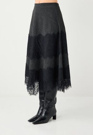 HIGH WAIST SOFT TEXTURED MIDI - A-lijn rok - anthracite melange