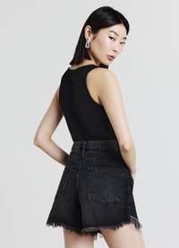 Calliope FRANGE STRASS  - Shorts di jeans - nero denim