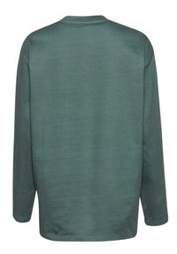 Langarmshirt in Dunkelgrün, aus weichem, strukturiertem Stoff. Verfügt über einen klassischen, abgerundeten Ausschnitt und eine lässige Passform.