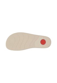 Beige rubber insole with a wave-patterned texture. Features a circular red accent near the heel and embossed branding on the sole.