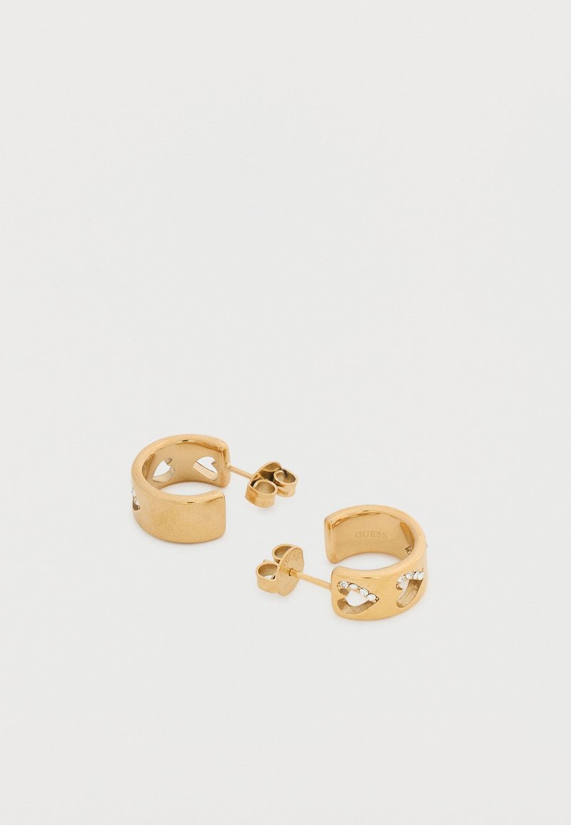 GUESS Orecchini a cerchio con ciondolo a forma di cuore, taglia unica, metallo, pietra di vetro, Misura unica, Metallo, Pietra di vetro