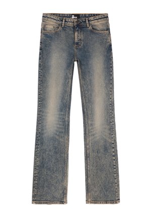 Lichtblauwe denim jeans met een vervaagde afwerking, vijf zakken en een rechte pijp. Gestikte zoom en lichte whisker-details.