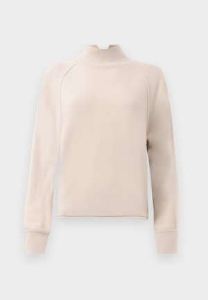 Kreemikaalune pikad varrukad pullover-sviiter, millel on kõrge ribikrae ja ribikätised. Pehme tekstuur, sirge lõige ja minimalistik disain.