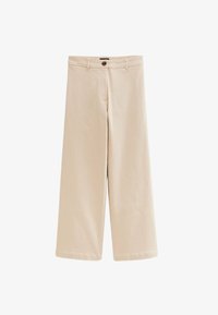 Pantalon droit stretch en coton et viscose à motif chevron Blanc Pantalon droit stretch en coton et viscose à motif chevron Blanc