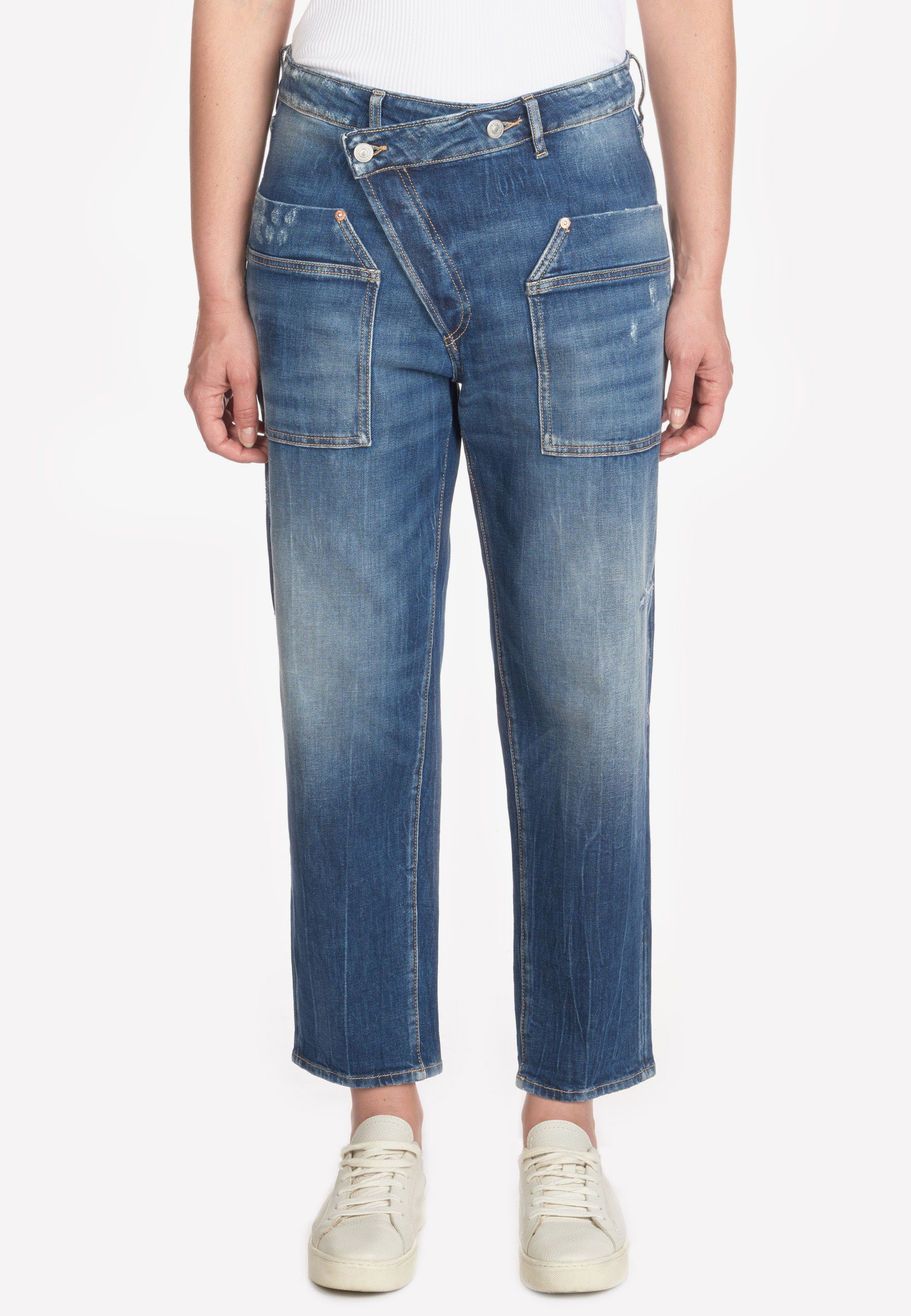 Le Temps Des Cerises Pantaloni Cargo Donna Alban – Blu, Vita Standard, Tasche Laterali Con Soffietto
