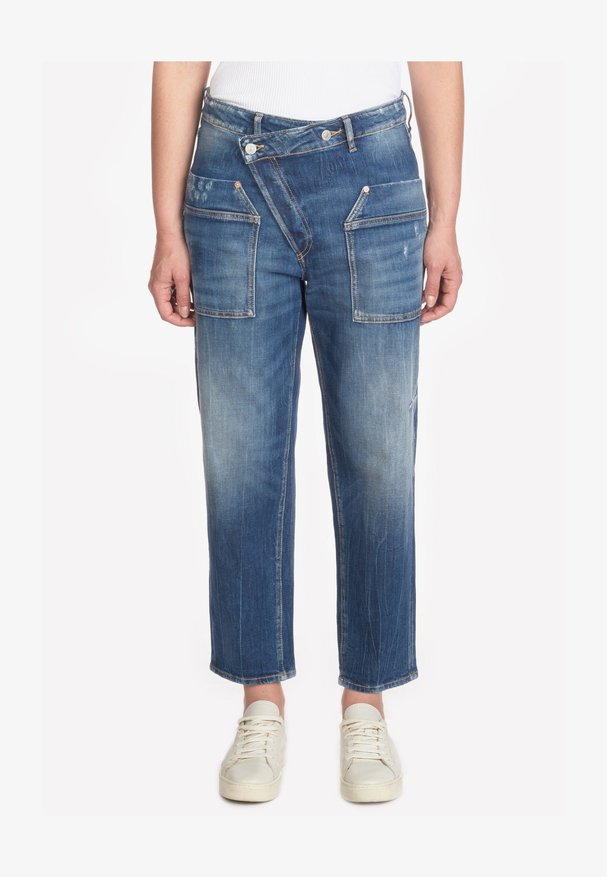 Le Temps Des Cerises Pantaloni Cargo Donna Alban – Blu, Vita Standard, Tasche Laterali Con Soffietto