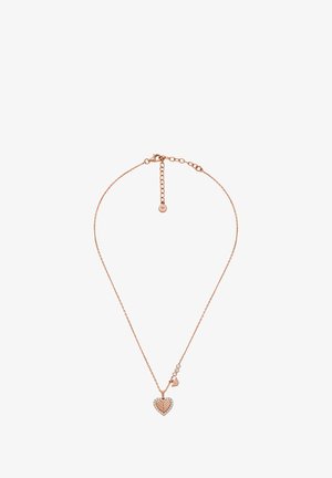 Halsband i roséguld med en hjärtformad berlock, som har en texturerad design och ett litet accentuerande hjärta. Kedjan har ett justerbart lås.