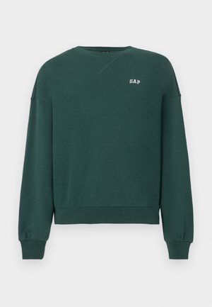 Zelena dukserica od pamuka, s okruglim izrezom, dugim rukavima s rebrastim manžetama i malim izvezenim logom na prsima.