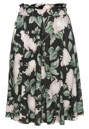 A-line skirt - schwarz rosa bedruckt