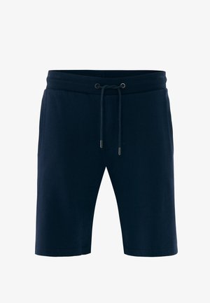 Marineblauwe casual shorts met trekkoord in de taille en zijzakken, gemaakt van zacht materiaal voor comfortabel draagcomfort.
