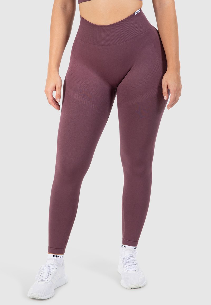 Smilodox SCRUNCH EFFECT SOLID LEGGINGS SPORT FITNESS - Leggings - dunkel lila