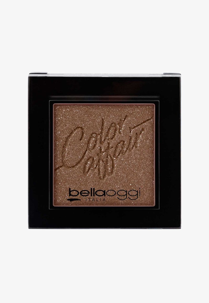 Compatto per ombretto bronzo con una texture liscia e scintillante. La superficie presenta la scritta "Color Affair" in rilievo e il nome del marchio "bellaoggi" in nero.