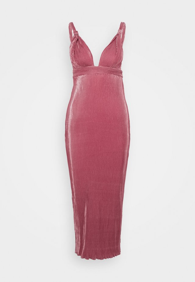 VELVET PLISSE KNOT STRAP DETAIL  - Robe de soirée - dark pink
