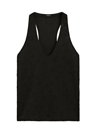 Massimo Dutti, FLOWING TOP WITH EMBROIDERY - Top - black