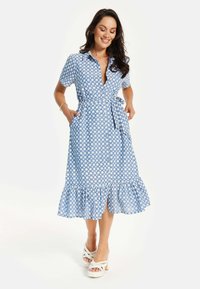 Liquorish EMBROIDERY  - Shirt dress - blue