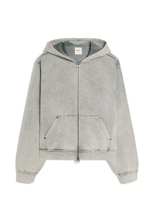Bershka, BOXY WASHED ZIP-UP HOODIE. - Sweat zippé - grey