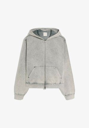 Bershka, BOXY WASHED ZIP-UP HOODIE. - Sweat zippé - grey