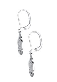 Boucles d'oreilles en argent en forme de créole avec un design floral décoratif découpé. Dotées d'un fermoir à goupille pour un maintien sécurisé. Texture lisse et polie.