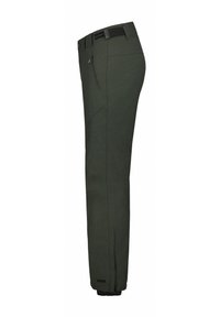 Pantalones verdes hechos de una tela duradera. Cuenta con un bolsillo con cremallera, cintura ajustable y diseño de pierna estrecha. Puños elásticos en la parte inferior.