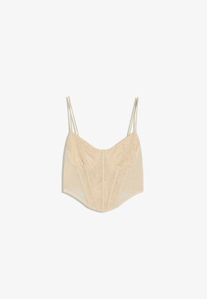 Bershka, LACE CORSET TOP - Débardeur - sand