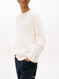 Tommy Jeans SCRIPT CHUNKY  - Strickpullover - ancient white