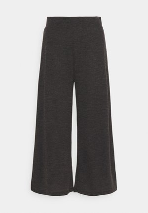 WIDE LEG RIBBED TROUSERS - Pantalones - mottled dark grey