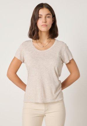 American Vintage JACKSONVILLE ROUND NECK - Navadna majica - creme chine
