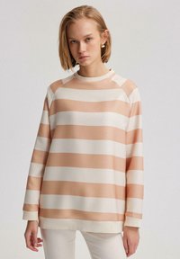 STRIPED CREPE - Sportinis megztinis - beige