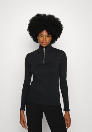 LONGSLEEVE TURTLENECK WITH ZIPPER - Long sleeved top - anthracite melange