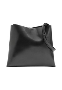 Czarna skórzana torebka o gładkiej fakturze, ustrukturyzowanym kształcie oraz krótkim, regulowanym pasku. Charakteryzuje się minimalistycznym designem bez ozdób.