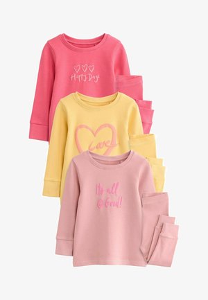 PRINTED 3 PACK - REGULAR FIT - Komplet pidžame - pink yellow slogan
