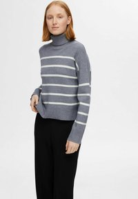Selected Femme SLFKAMMA ROLL NECK - Pullover - medium grey melange