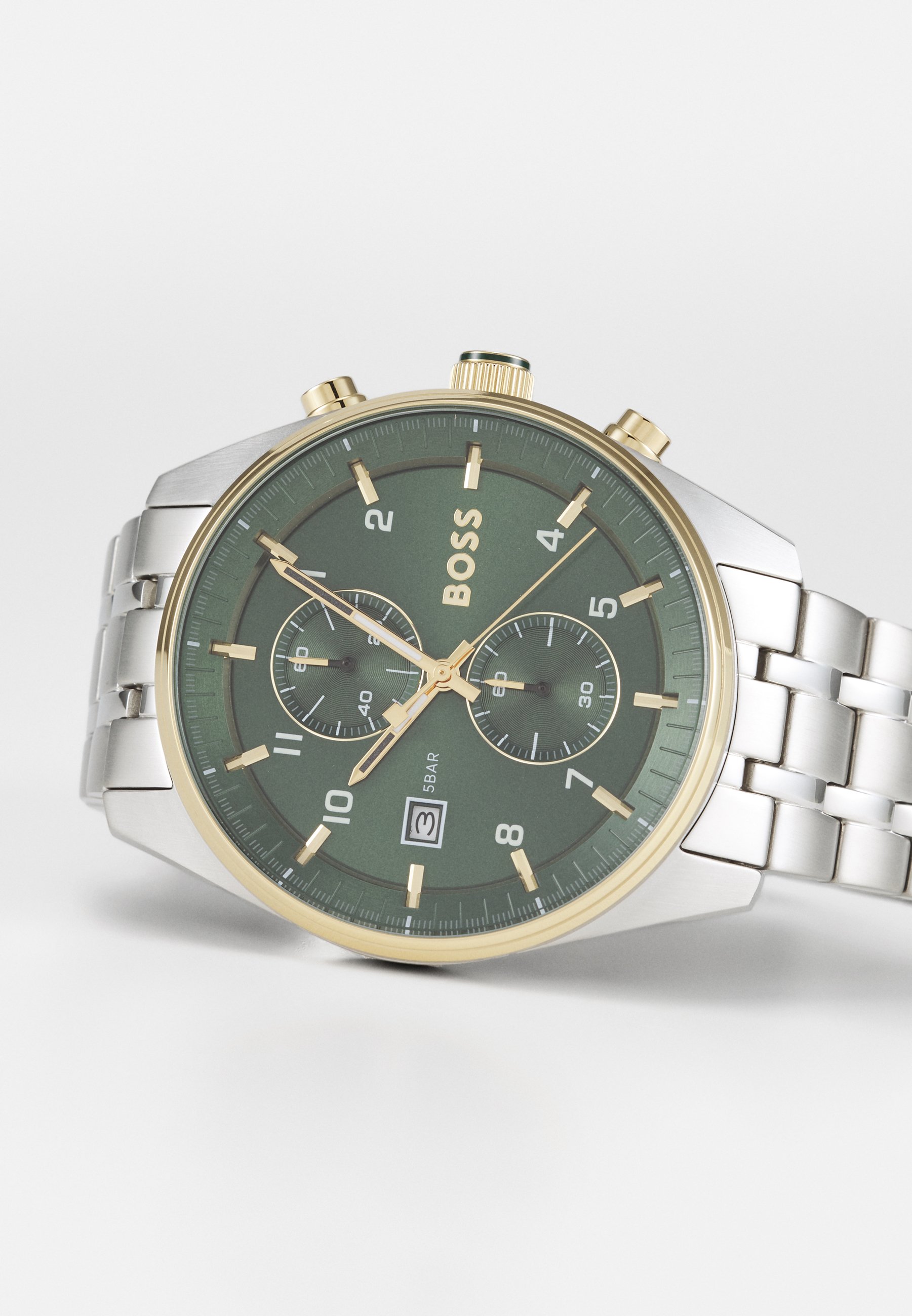 BOSS SKY TRAVELLER - Ceas cronograf - silver-coloured/green