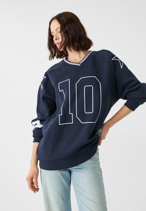 WITH STAR AND NUMBER   - Felpa - mottled dark blue