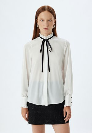 RUFFLE HIGH NECK - Blus - off white